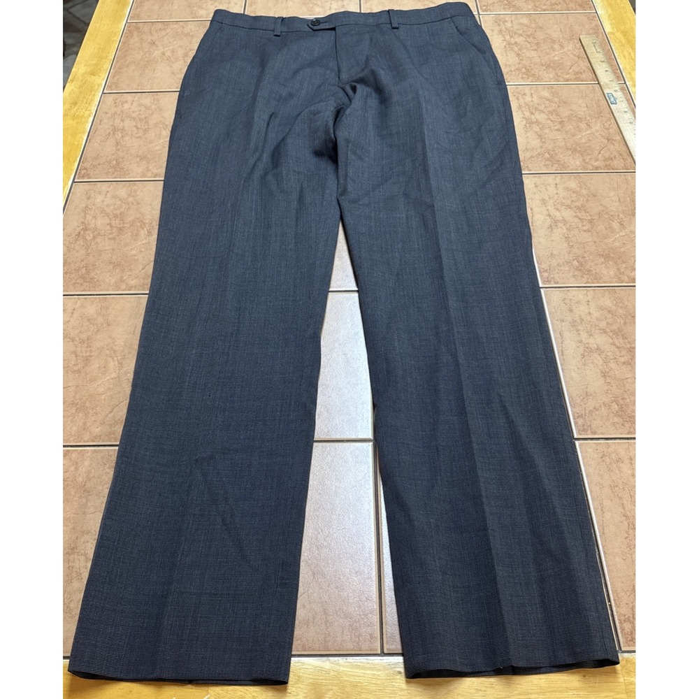 Charles Tyrwhitt Sz 34 x 31 Slim Fit Brown Check 100% Wool Dress Pants Trousers